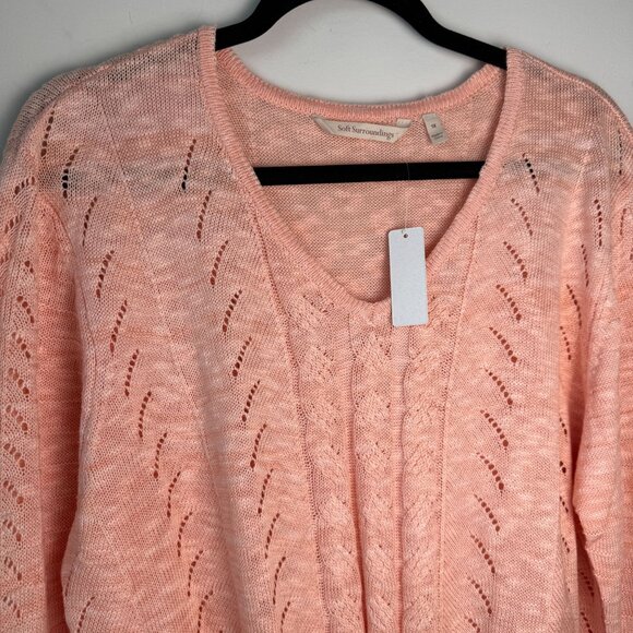 Soft Surroundings Sweater NWT Isabel Open Knit Peach Size 1X - Picture 3 of 7